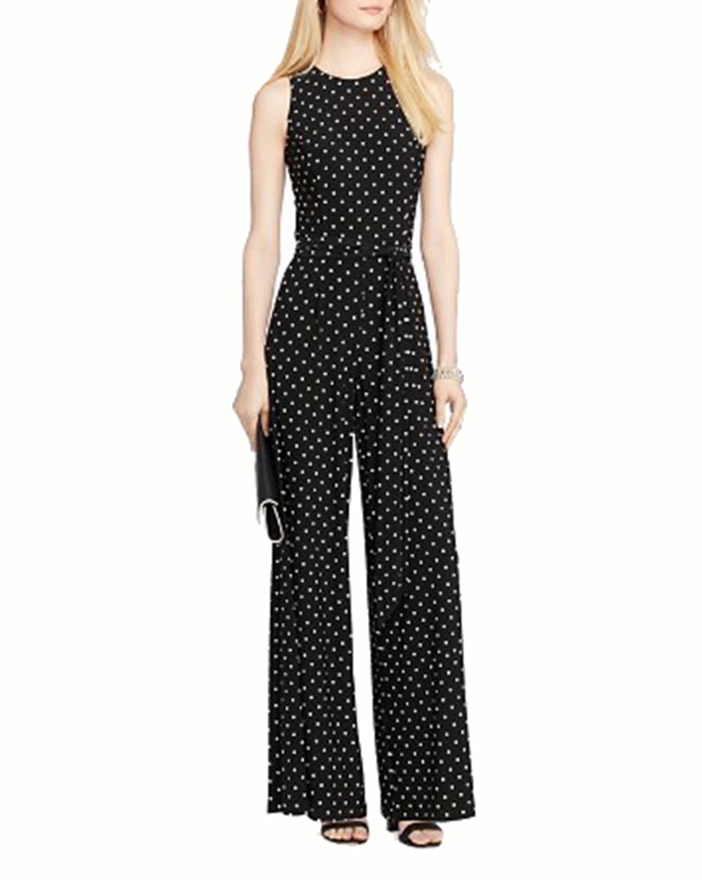Lauren Ralph Lauren Sleeveless Wide-leg Jumpsuit Black cream 16